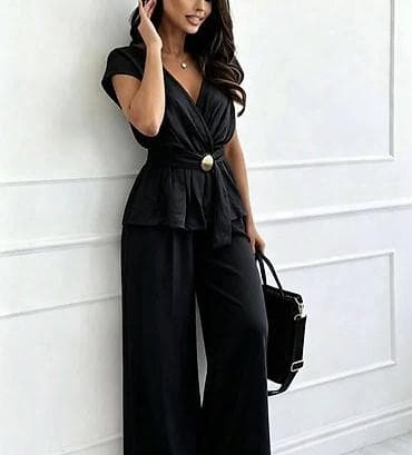 kupi lil solid 2.0 crna gora: Damski komplet – bluza i pantalone širokih nogavica. - Gornji deo — 1