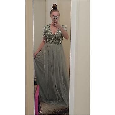 crne sljokicaste haljine: Maya deluxe tall dugačka svečana haljina u boji kadulje (sage green) — 5