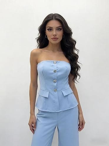 Rolke: 🔥Ženski komplet top bez bretela sa dugmadima i pantalone 
✅2500 din — 4