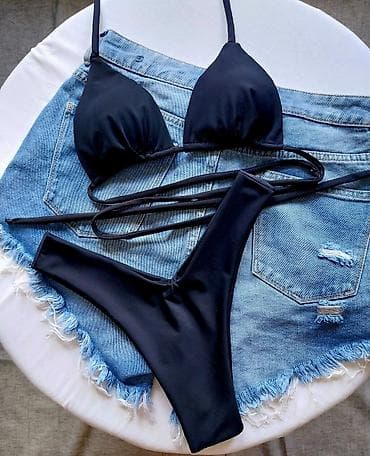 roberto cavalli deca: Crni bikini set – trodelni - Gornji deo: klasičan trouglasti bikini — 1