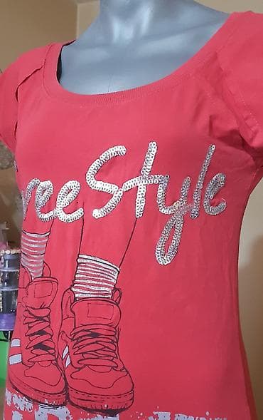 torba sa biserima: Ženska majica/tunika „Freestyle – Street Dance“ u crvenoj boji. - — 2