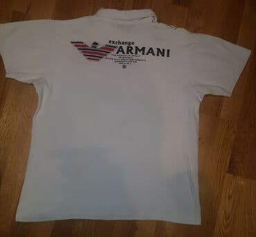 crno beli tech fleece: Emporio ARMANI - armani exchange muska bela majica. Pise l, ali pre — 1