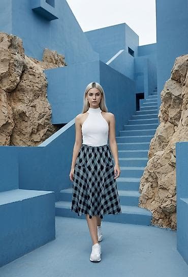 kaftan novi pazar: Ženska midi suknja sa A-krojem i elastičnim pojasom - Dužina: midi — 5