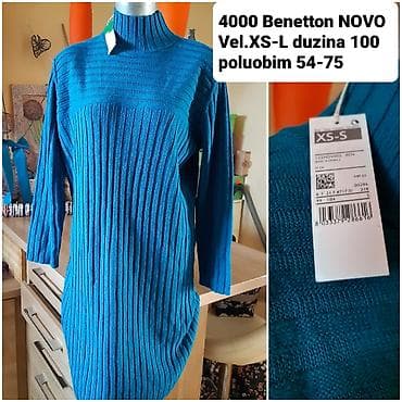 Benetton pletena haljina/džemper-haljina, tirkizno-plava. - Model