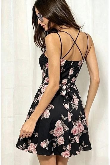 bele ugg: Ženska letnja haljina na bretele sa floralnim printom - Krojj: mini — 5
