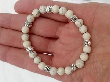 Satovi: Narukvica beli Haulit Narukvica od belog Haulita, poludragi kamen — 5