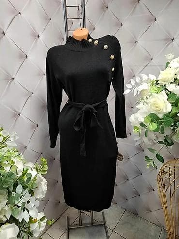 Women's Sweatshirts: Pletene haljine – zimski modeli - Kroj: uska silueta do kolena, dugi — 3