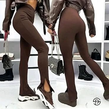 mango parfem 3: Ženske pantalone/helanke sa visokim strukom i prorezom na pregledu — 3