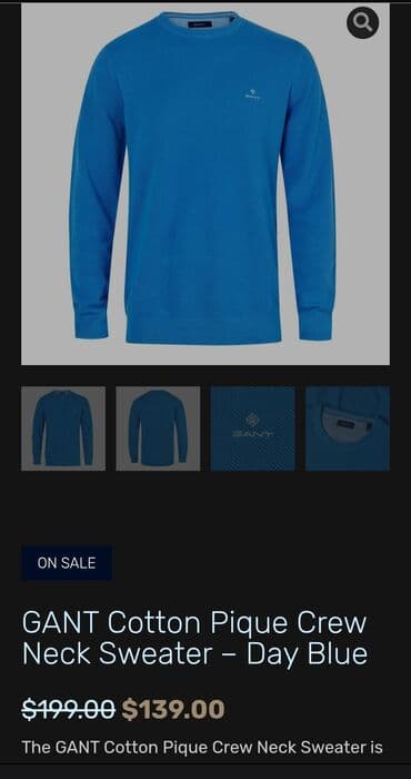 Farmerke: Džemper, 2XL, Gant, bоја - Svetloplava, Pamuk — 1