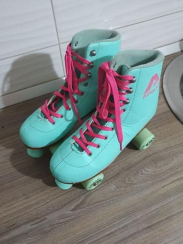 ski pantalone deca: Rolsule - Boja čizme: mint/tirkizna - Pertle: jarko roze - Visoka — 10