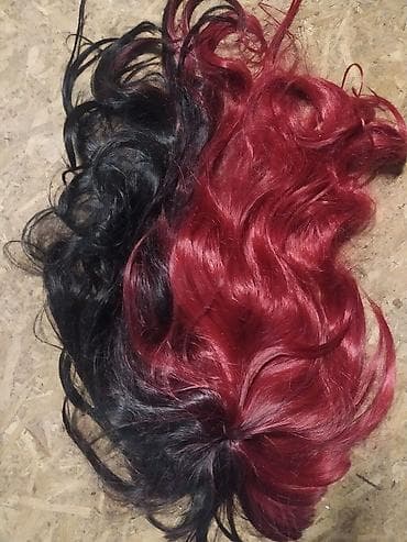 sako l: Perika dugačka,polukovrdžava,crveno - crna,ima šiške,prelepa — 6