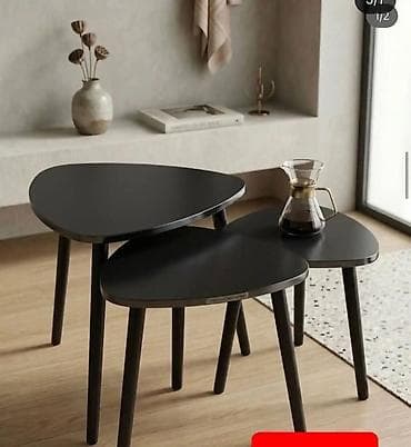 drveni stolovi: Set klub stočića – 3 komada - Moderan dizajn: tri stočića različitih — 2