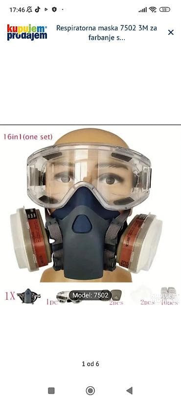 Respiratorna polumaska 3M 7502 – komplet 16 u 1 za farbanje i zaštitu