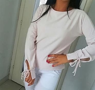 zelene ugg cizme: Ženska bluza dugih rukava u svetlo roze (puder) boji. - Kroj: ravna — 4