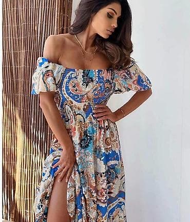 boho haljine gdje kupiti: Haliina boho,duga sa šarenim printom, lepršava. - Gornji deo — 3