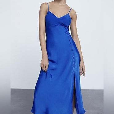sweatshirt h: Satenasta midi haljina u intenzivno kraljevsko plavoj boji. Model na — 3