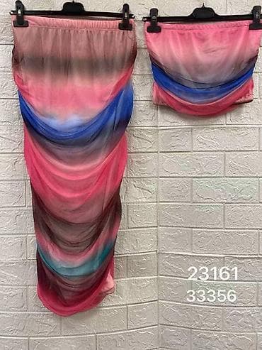 Overalls: Dvodelni komplet crop top i diga suknja visok struk. Poluprovidni — 3