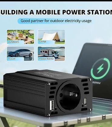 cene tableta: Pretvarač napona 12V na 220V – 400W (Model: C20‑EU, crna) - Snaga — 6