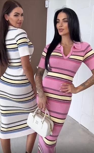 sinsey haljine: ✅Rastegljiva prugasta midi haljina sa kragnom
✅1900 din — 2