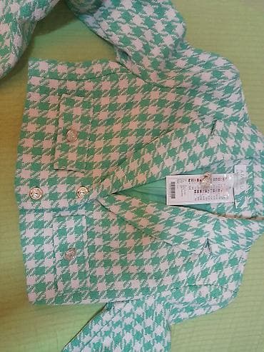 Women's Clothing: Ženski blejzer sa karo/houndstooth šarom u mint zelenoj i beloj — 4