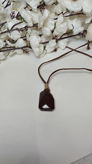 pozlaceni nakit: Ručni privezak/ogrlica sa tamno-braon kamenim privjeskom - Privezak — 2