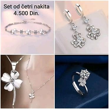 hirurški čelik minđuše: Elegantni posrebreni set od hirurskog čelika sa žigom S925 od četiri — 2