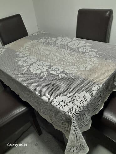 stakleni trpezarijski sto: Stolnjak, Novo, bоја - Bela — 5