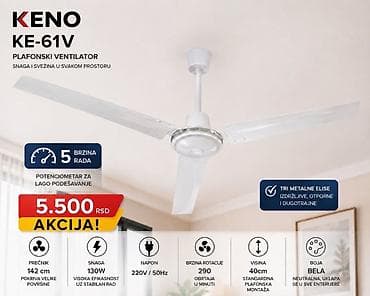 KENO KE-61V plafonski ventilator - Snaga i svežina u svakom prostoru na lalafo.rs KENO KE-61V plafonski ventilator - Snaga i svežina u svakom prostoru