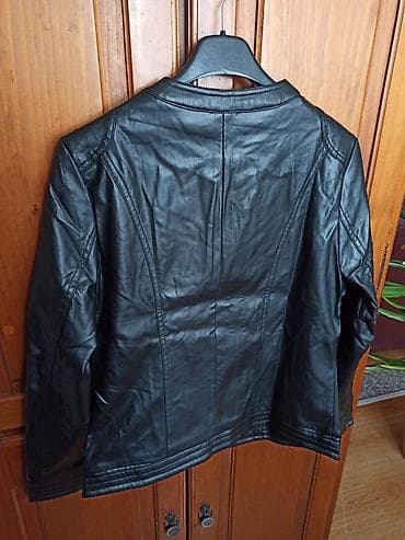 doca torbe: Ženska kožna jakna FrancescA – crna - Model: bez kragne (okrugli — 3