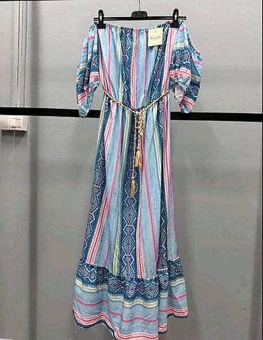 bunda s: Akcija Letnja boho maxi haljina na ramena - Kroj: duga maxi silueta — 2