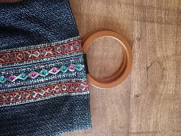 lm mentol cena: Ps fashion Ručna torba sa drvenim okruglim ručkama i etno detaljima — 2