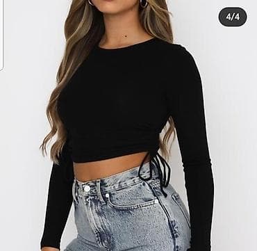 Bluza na nabiranje sa obe strane. crna,tamno