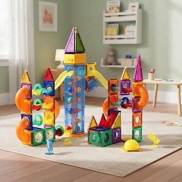 Building Blocks: Magnetni svetleći set blokova sa stazom za kuglice – 134 dela Šifra — 3