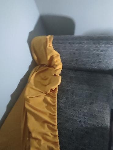 garniture polovne: Sivi tapacirani naslon/valjkasti jastuk za ugaonu garnituru ili kauč — 2