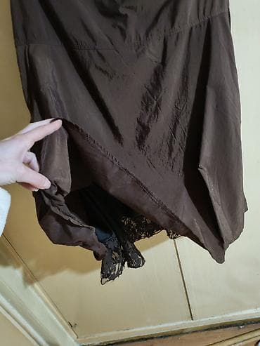 kosulja ispod haljine: Smeđa suknja Quwality Fashion, veličina 40. - Kroj: A-linija, blago — 2