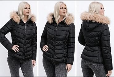 Headgear: Ženska zimska jakna sa kapuljačom i krznom - Boja: crna - Kroj — 2