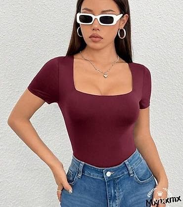 Majica kratak rukav,kocka dekolte,sa elastinom. Borda,roza,crna,svetlo