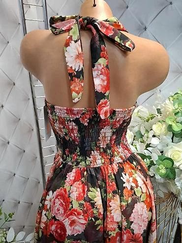 wedding accessories near me: ROMANTIČNA LETNJA HALJINA SA CVETNIM MOTIVOM I VEZIVANJEM OKO VRATA — 10
