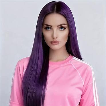 majice l: Duga ravna perika – tamnoljubičasta - Stil: ultra ravna, duga kosa do — 6