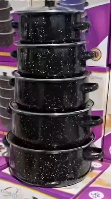 posude: Set emajliranih šerpi – 5 kom - Materijal: klasični emajl na čeliku — 1