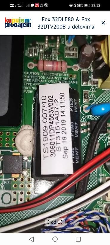rep za sirene: Fox 32DLE80 i Fox 32DTV200B – delovi za TV Dostupne komponente: - — 6