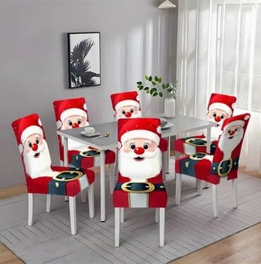 navlake za stolice kod kineza: 🎅🎄NOVOGODIŠNJA DEKORACIJA Stoljnjak+6 navlaka za stolice Kolicine — 3