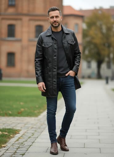 cincila kaput: Ženski kožni mantil/ – 40 /42 VeličinaDužina jakne 83 Dužina — 1