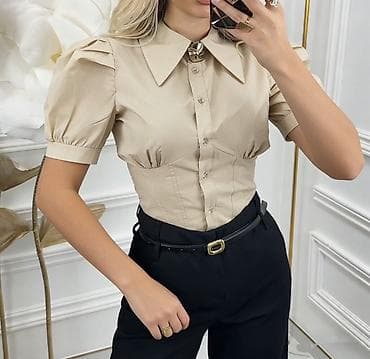 lacoste košulje: Elegantna ženska košulja sa kratkim rukavima i puf detaljima 2200 din — 2