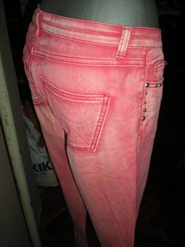 svecane pantalone i tunike: ROZE FARMERKE SA NITNAMA Prelepe tanke farmerke, mestimično — 4