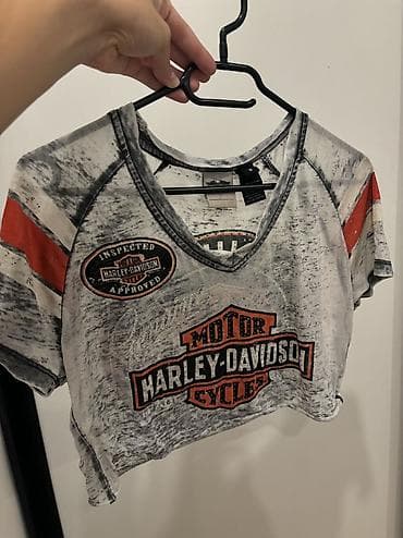super playboy: Vintage originalni Harley-Davidson top sa cirkonima, kraći kroj — 1