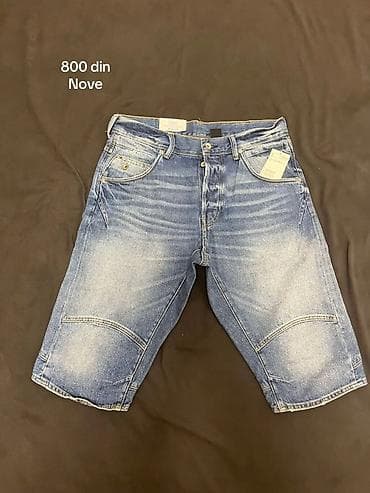 Muške teksas bermude - Klasičan plavi džins sa izbleđenim efektom -