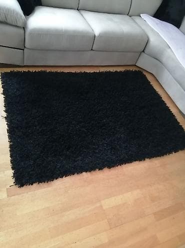 resetka za vodu: Shaggy tepisi – set od 2 komada - Dizajn: 1) Crni tepih sa — 2