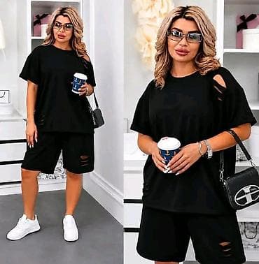 berška: Dvodelnj set za punije dame,oversize majica i bermude. - Model — 3