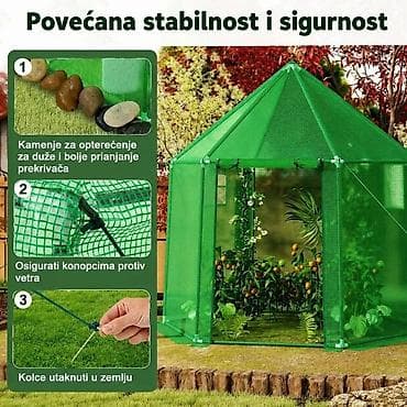 pecenjara za prasice: Mini staklenik sa ulazom – heksagonalni Karakteristike: - Dimenzije — 2